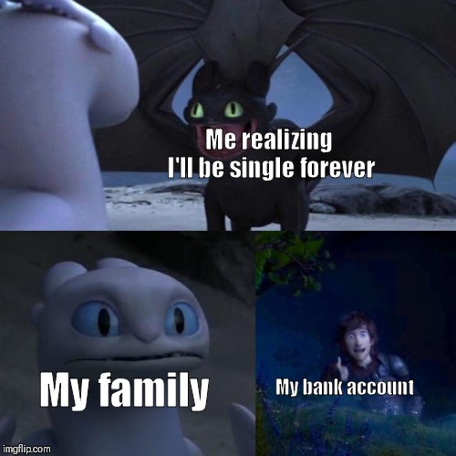 0 Me realizing I'll be single forever My family imaflip.com bank account