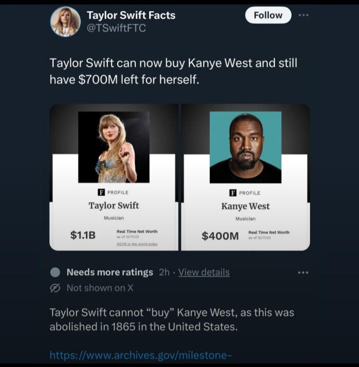 Taylor Swift Facts can now buy Kanye West and still have