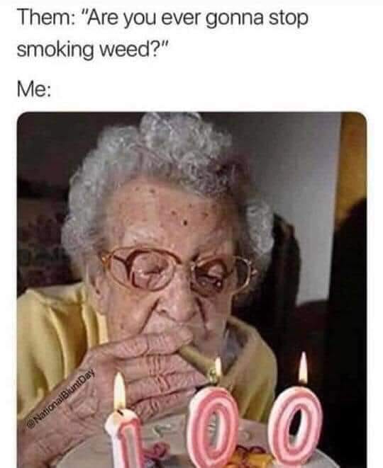 Them: "Are you ever gonna stop smoking weed?" Me: @NationaiBlunDay