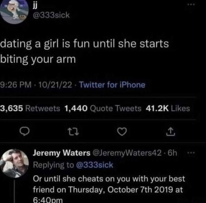 dating a girl is fun until she starts biting your arm