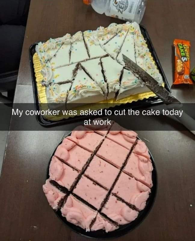 Reese TAKES My coworker was asked to cut the cake today at work