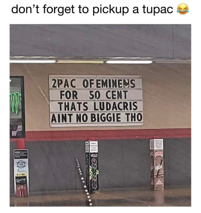 don't forget to pickup a tupac g 2PAC OF EMINEMS FOR 50 CENT THATS LUDACRIS AINT NO BIGGIE THO [VELO BREE