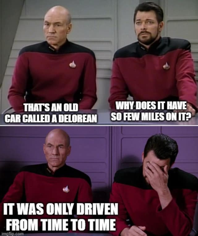 THAT'S AN OLD CAR CALLED A DELOREAN WHY DOES IT HAVE SO FEW MILES ON IT? WAS ONLY DRIVEN FROM TIME TO imaflin.com