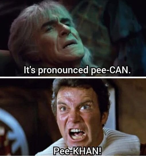 It's pronounced pee-CAN. Pee-KHAN!