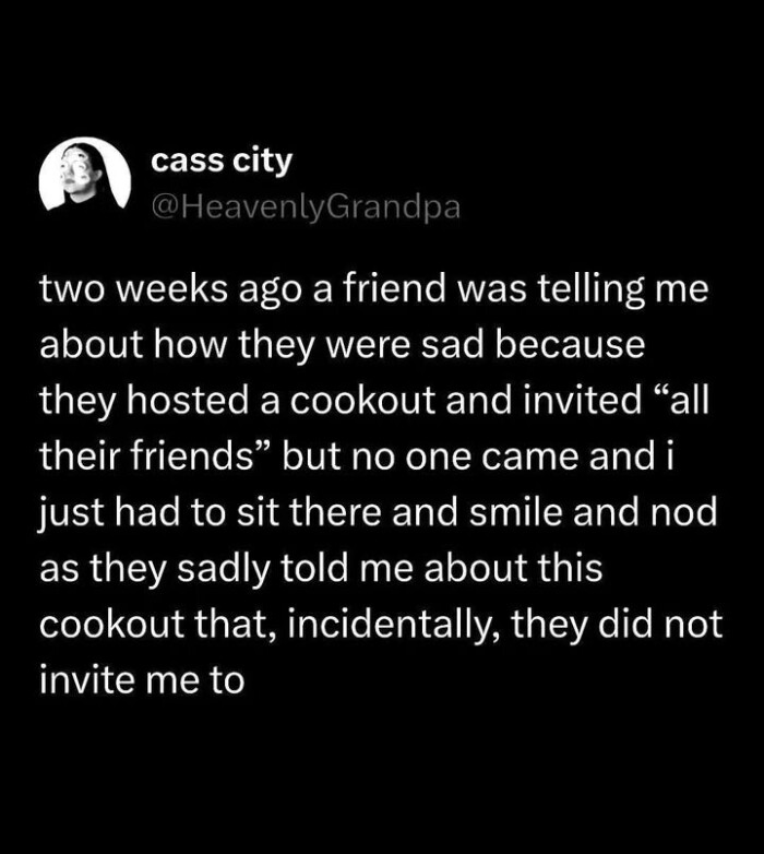 cass city two weeks ago a friend was telling me about how they were sad because hosted cookout and invited