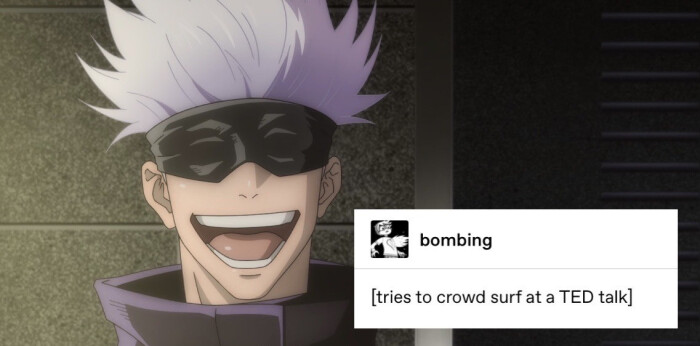 bombing [tries to crowd surf at a TED talk]