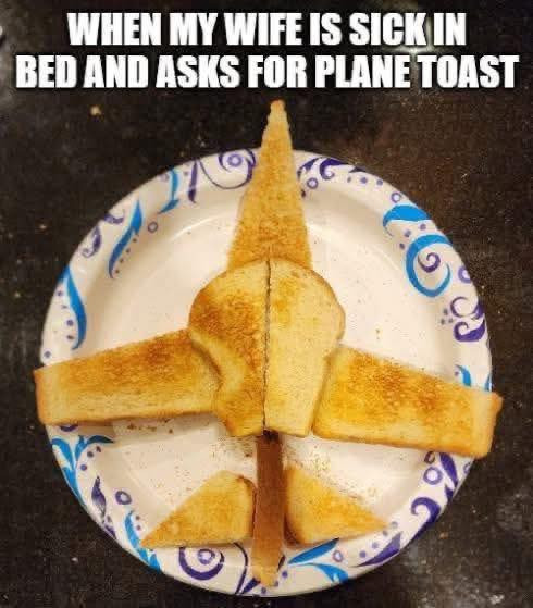 WHEN MY WIFE IS SICK IN BED AND ASKS FOR PLANE TOAST