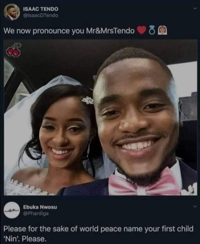 ISAAC TENDO We now pronounce you