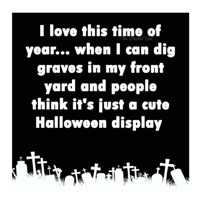 I love this time of no Duckit List year... when can dig graves in my front yard and people think it's just a cute Halloween display