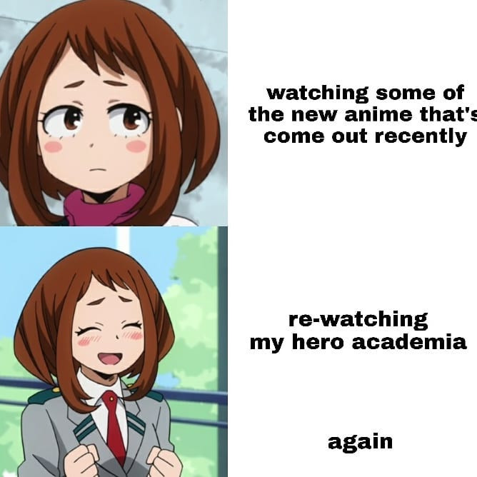 watching some of the new anime that': come out recently re-watching my hero academia again