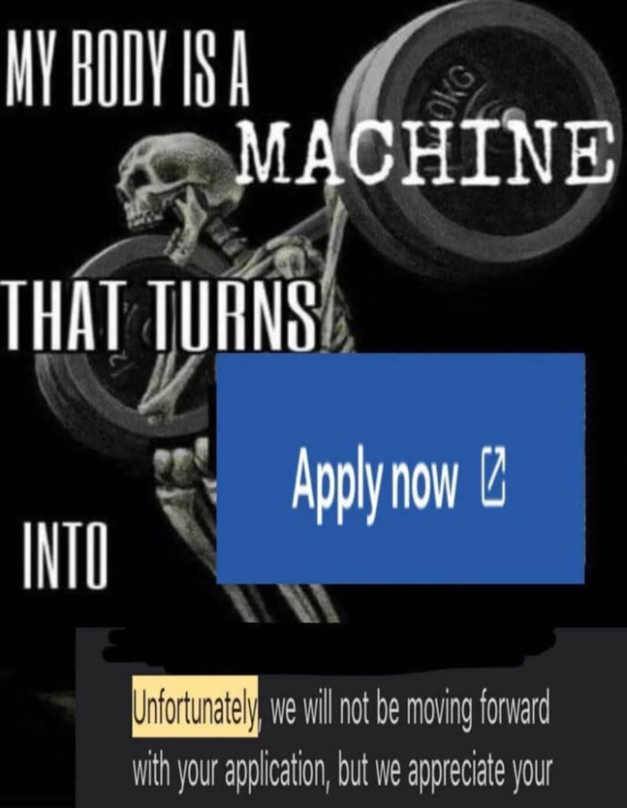 * BODY IS A MACHINE THAT TURNS Apply now C Unfortunately we will not be moving forward with your application, but appreciate