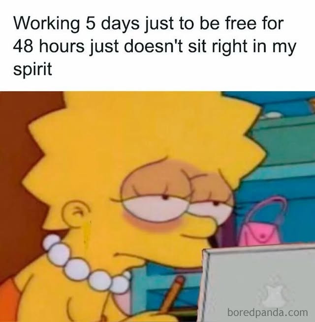 Working 5 days just to be free for 48 hours doesn't sit right in my spirit boredpanda.com