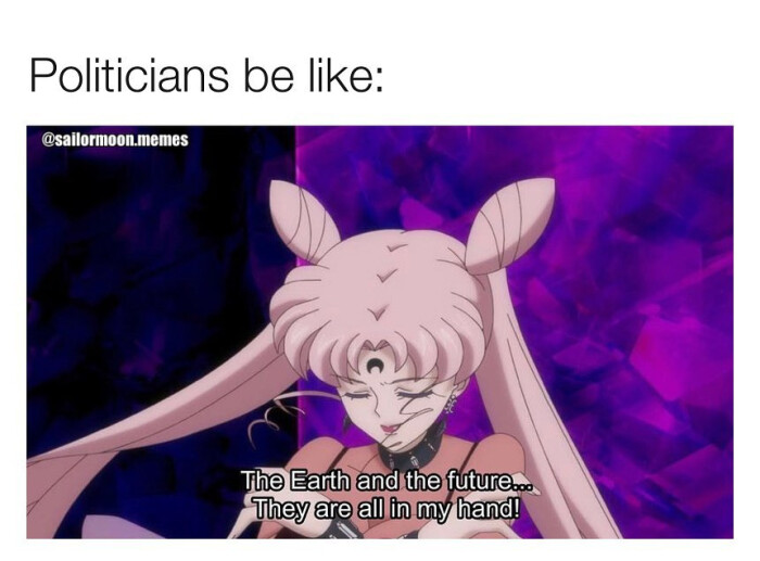 Politicians be like: @sailormoon.memes The Earth and the future. They are all in my hand!