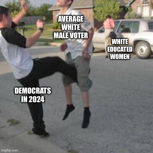AVERAGE WHITE MALE VOTER EDUCATED WOMEN DEMOCRATS IN 2024 imaflip.com