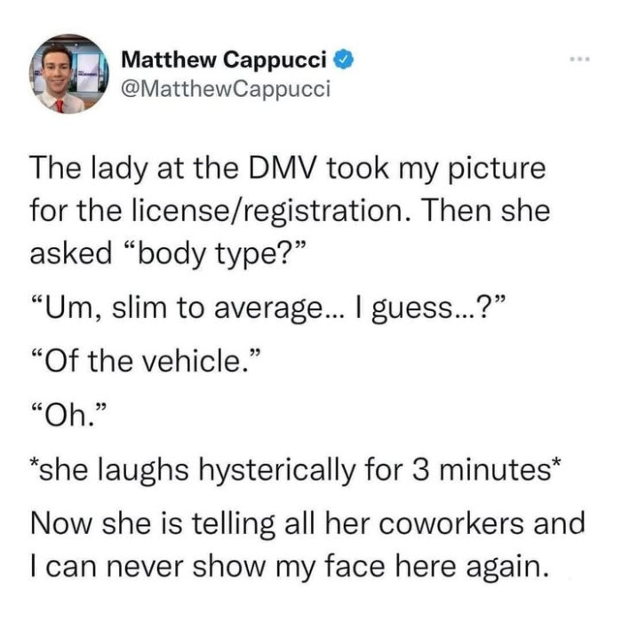 The lady at the DMV took my picture for