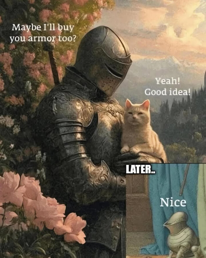 Maybe I'll buy you armor too? Yeah! Good idea! LATER... Nice