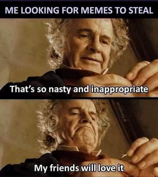 ME LOOKING FOR MEMES TO STEAL That's so and inappropriate My friends will love it