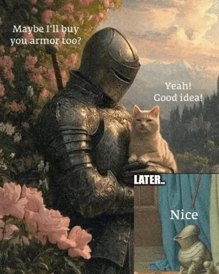 Maybe I'll buy you armor too? Yeah! Good idea! LATER... Nice