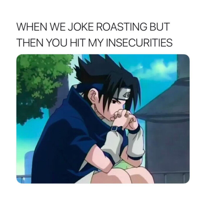 WHEN WE JOKE ROASTING BUT THEN YOU HIT MY INSECURITIES