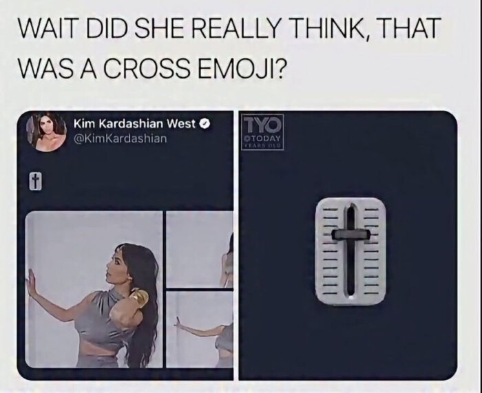 WAIT DID SHE REALLY THINK, THAT WAS A CROSS EMOJI? Kim Kardashian West