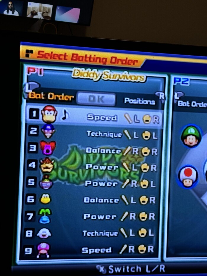 Select Batting Order PIT DidySurios Bat R Positions Specd L OR Technique LOL Balance /ROR Power ALOR /ROL \ LOR Speed / * Switch L/R P2 Orde