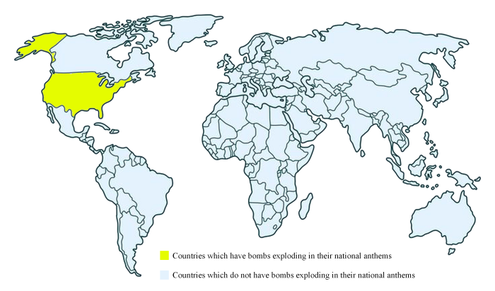 Countries which have bombs exploding in their national anthems do not