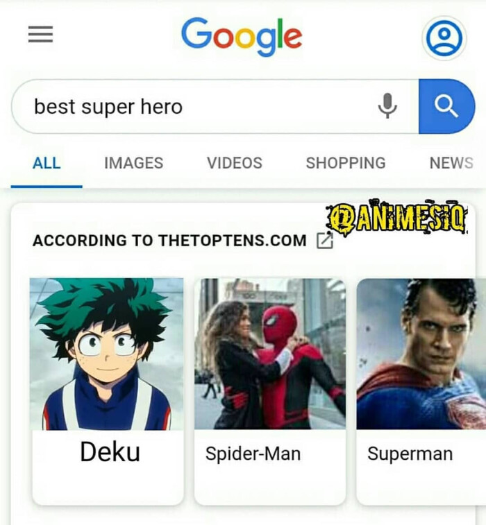 Google g best super hero ALL IMAGES VIDEOS SHOPPING NEWS ACCORDING TO THETOPTENS.COM [ Deku Spider-Man Superman