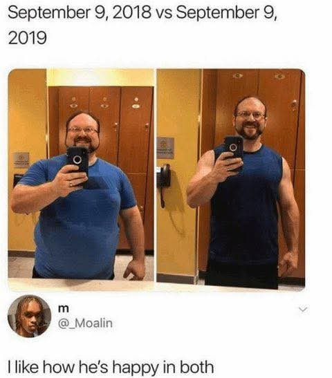 like how he's happy in both