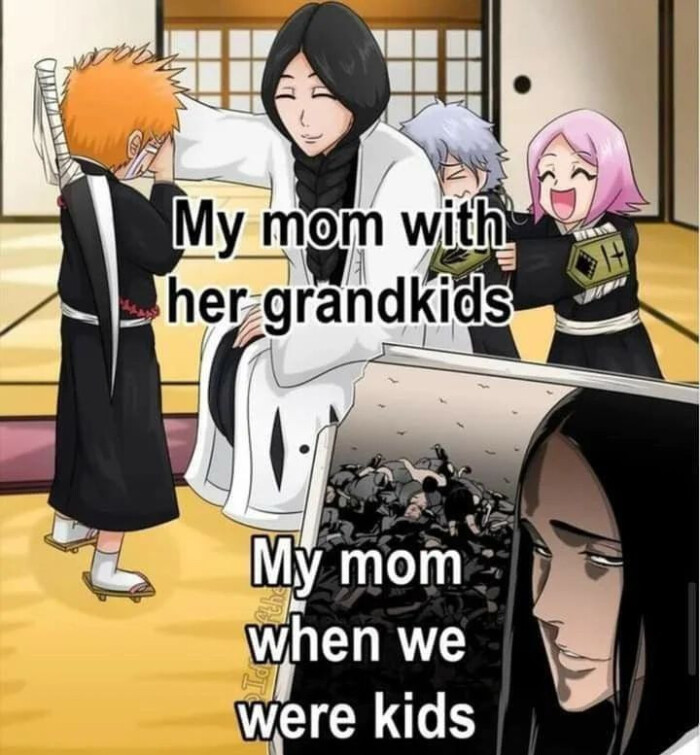My mom with her grandkids when we were kids