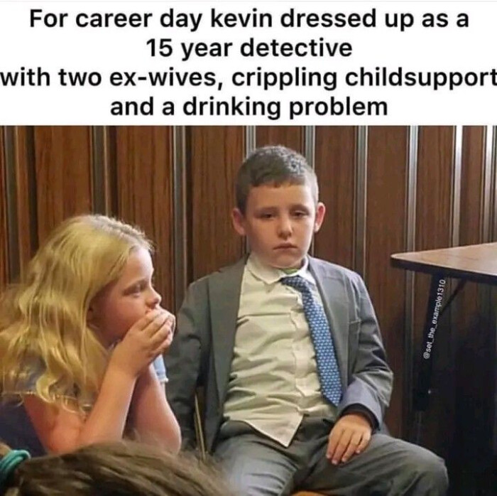 For career day kevin dressed up as