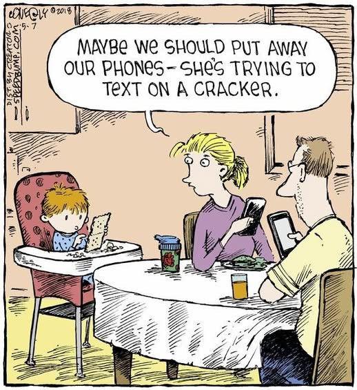 aB4s PEEDIBUT 955-MAYBe WE SHOULD PUT AWAY OUR PHONES - SHES TRYING TO TEXT ON A CRACKER.