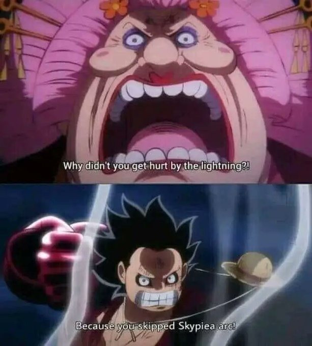 Why didn't you get hurt by the lightning?! Because skipped Skypiea arch