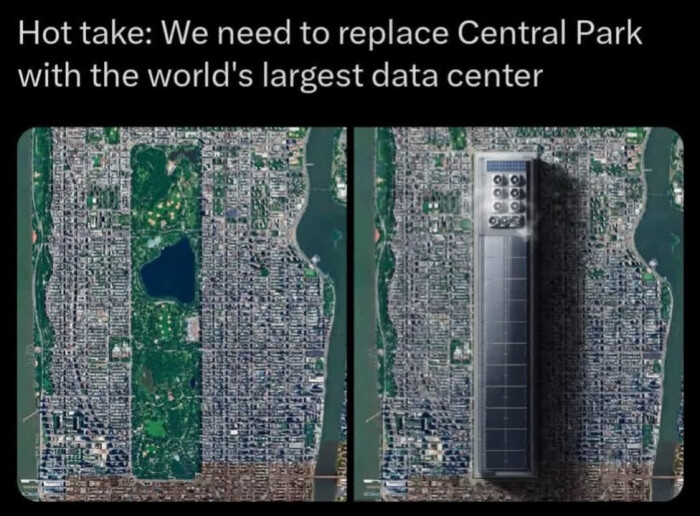 Hot take: We need to replace Central Park with the world's largest data center