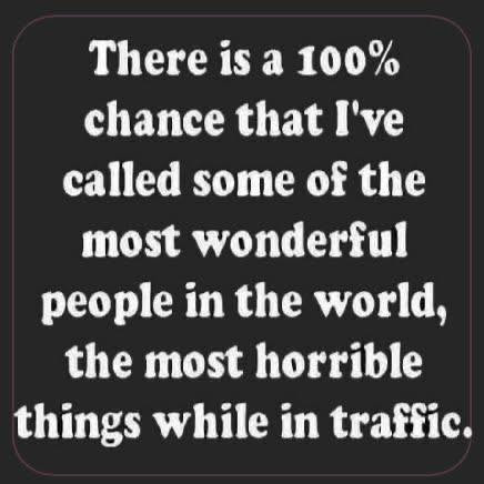 There is a 100% chance that l've called some of the most wonderful people in world, horrible things while traffic.
