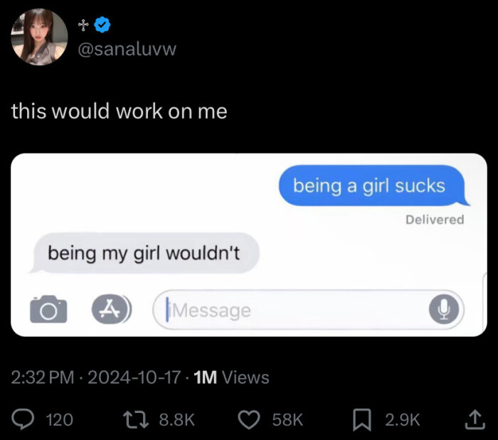 this would work on me being a girl Delivered my wouldn't Message