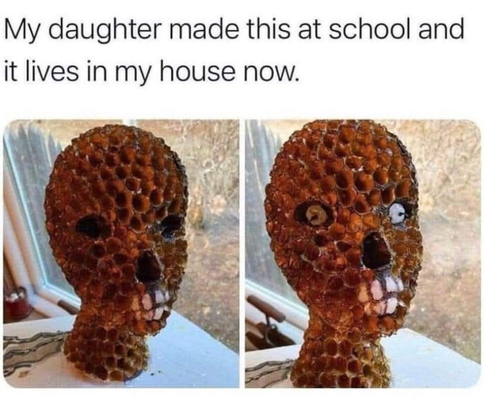 My daughter made this at school and it lives in my house now.