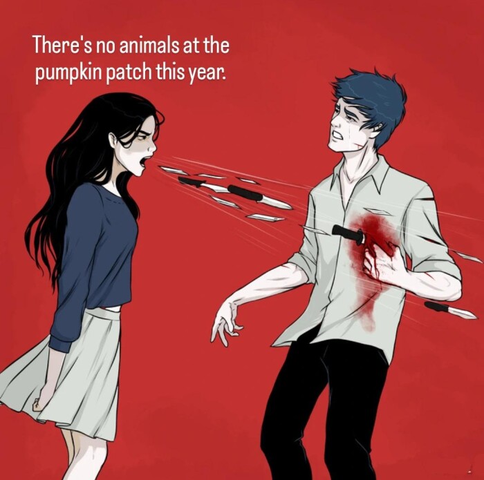 There's no animals at the pumpkin patch this year.