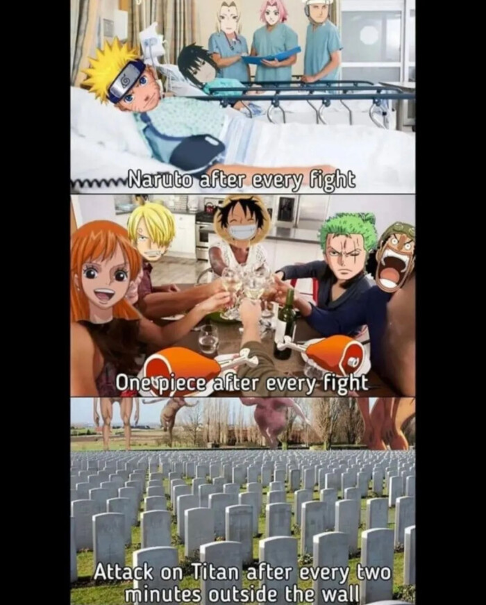 wwwNarato after every fight Onespiece Attack on Titan two minutes outside the wall